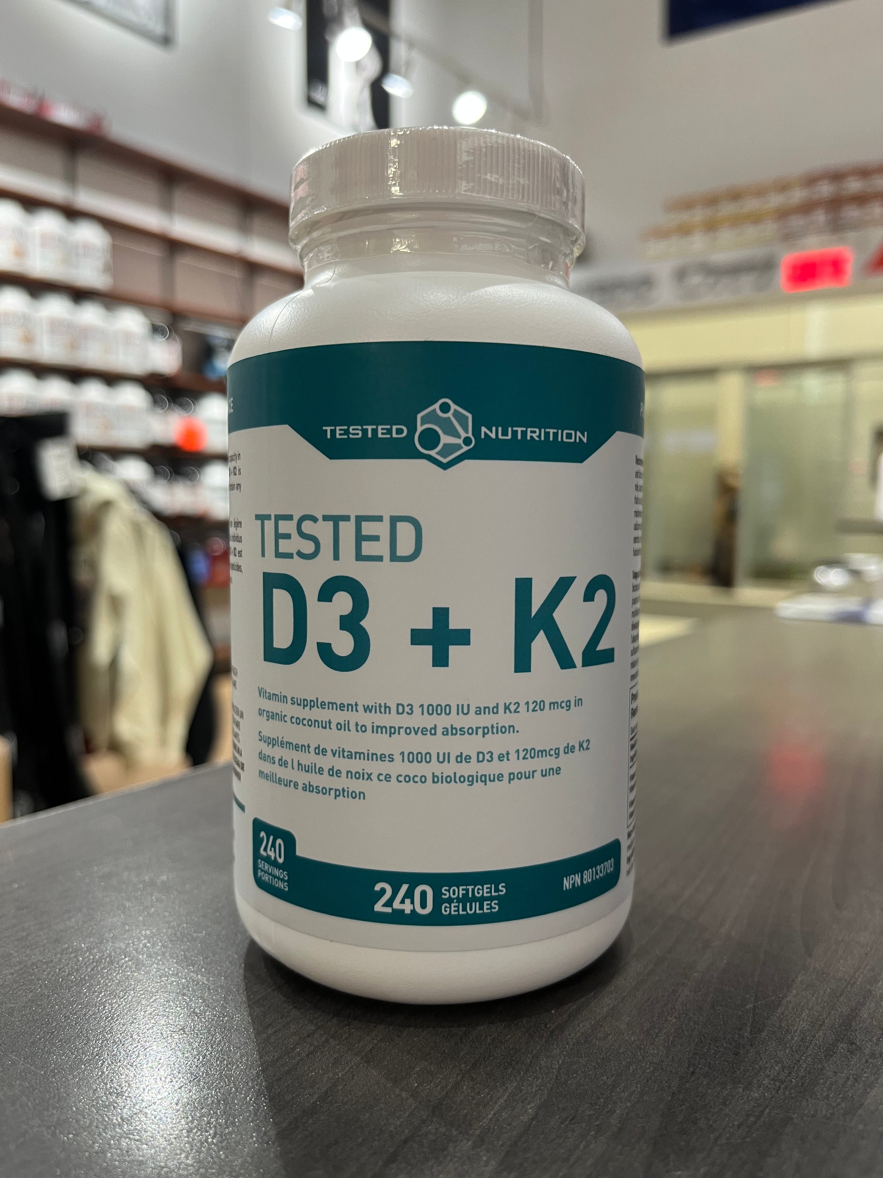 Tested Nutrition D3+K2 (240 Softgels)